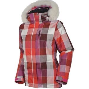 Women's Plaid Winter Jacket with Faux Fur Hood